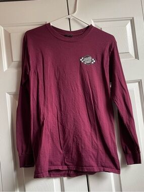 Santa Cruz Burgundy Long Sleeve Tee with Checker Logo